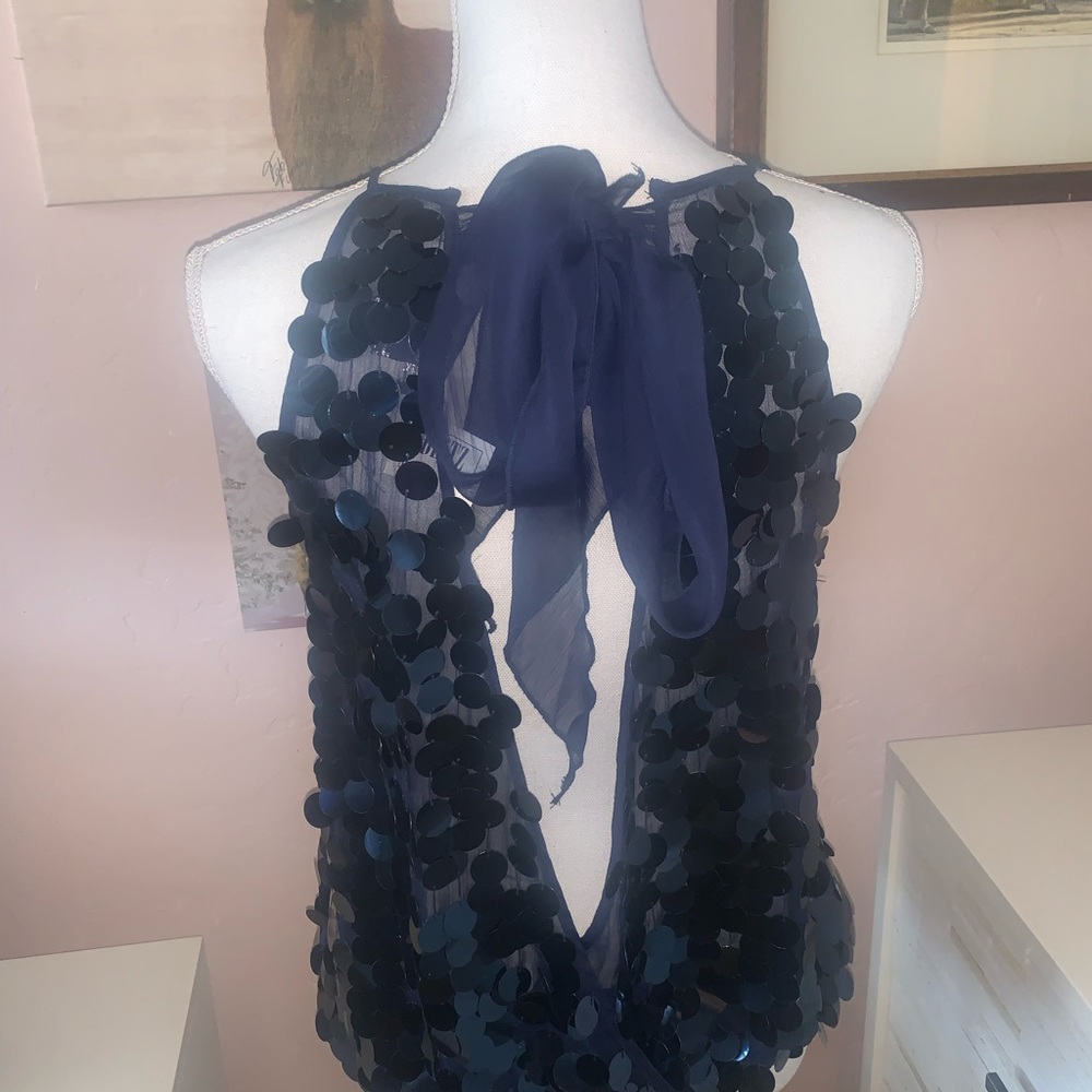 Tea/F navy embellished holiday topNWT $76 SZ small - Picture 7 of 10